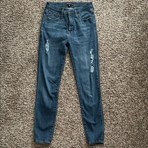 J. Crew Medium Blue Distressed Skinny Jeans